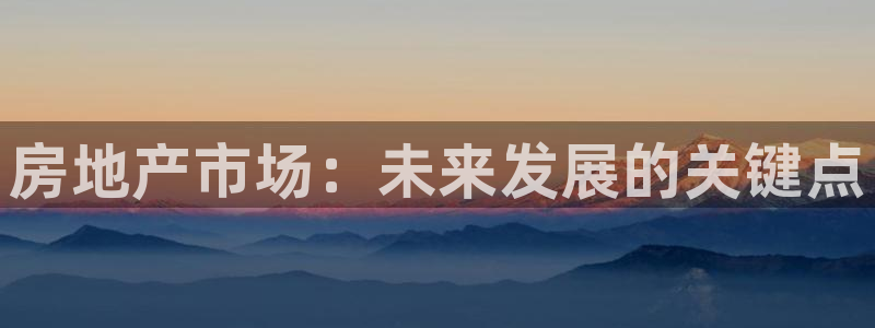 摩登7招商讨333OO：房地产市场：未来发展的关键点
